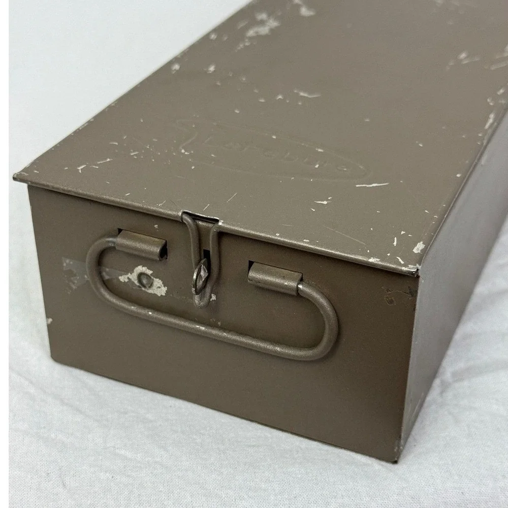 Vintage Lefebure Safe Deposit Box Metal Brown‎ Industrial Storage